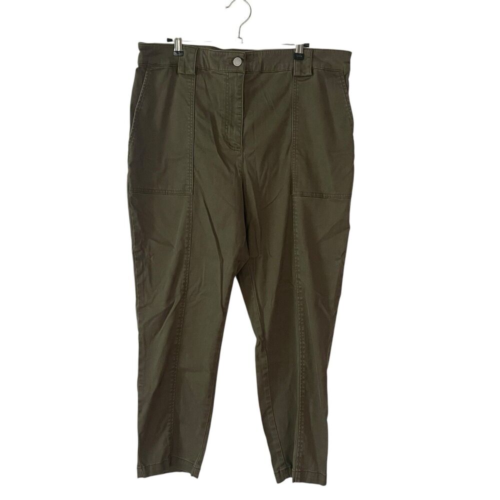 Maison d'Amelie XL Straight Leg Pants Army Green Pockets Tencel Blend